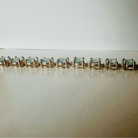 Sparkling Sterling Silver & Blue Topaz Tennis Bracelet, 7” - Picture 5 of 10